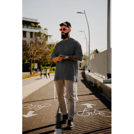 Beresheet2 - חולצת ציצית מהודרת דגם האש שלי בצבע אפור כהה