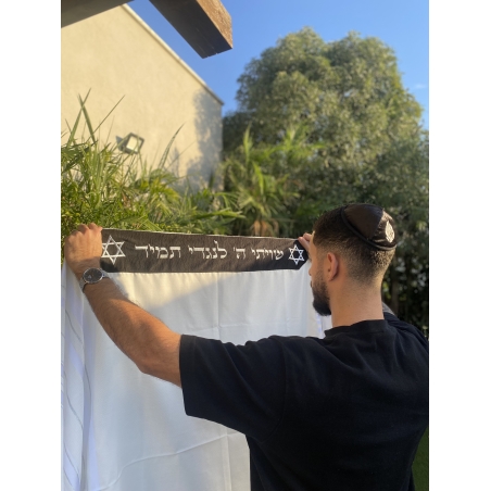 טלית מופת חתנים עם עטרה שחורה מהודרת 