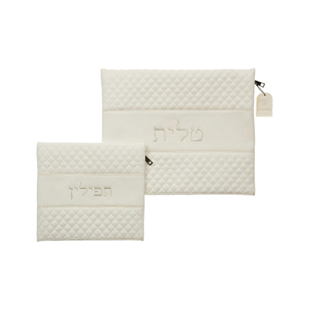 כיסויי טלית לבן תפילין דמוי עור