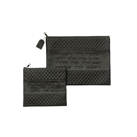 כיסויי טלית תפילין דמוי עור יברכך שחור
