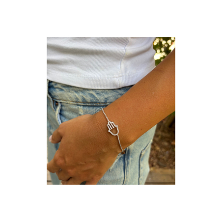 צמיד חמסה עדין לאישה מכסף 925