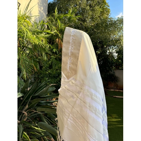 טלית חתנים מהודרת עטרה אפורה מקטיפה 