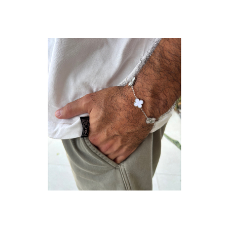 צמיד תלתנים לגבר בצבע לבן