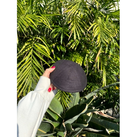 כיפה מהודרת מפשתן צבע שחור עם מקום לסיכה 18 ס