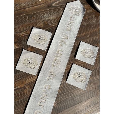 עטרה ו4 פינות לטלית אפור בהיר בחיתוך לייזר 