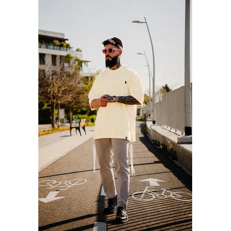 Beresheet2 - חולצת ציצית מהודרת דגם האש שלי בצבע שמנת