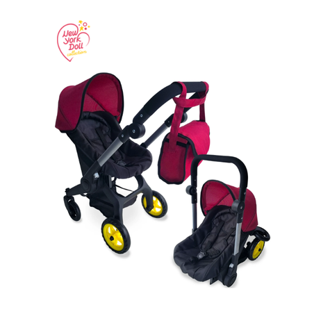 עגלת לבובת ניו יורק דמוי דונה - דגם בורדו