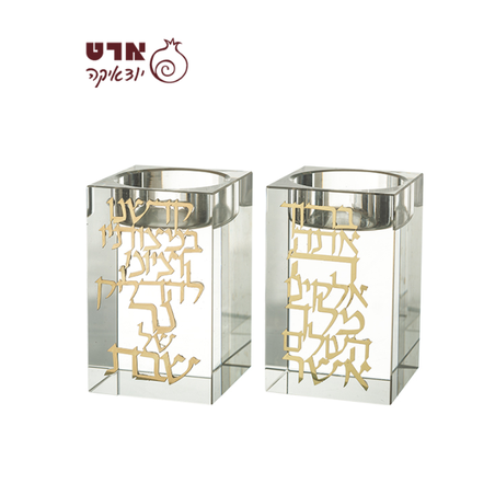 UK81086 זוג פמוטי קריסטל מרובע עם פלקטה 