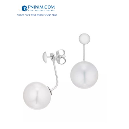 עגיל עגול זהב 14K ופנינה 11 ממ מתחת האוזן EFK106-11TO