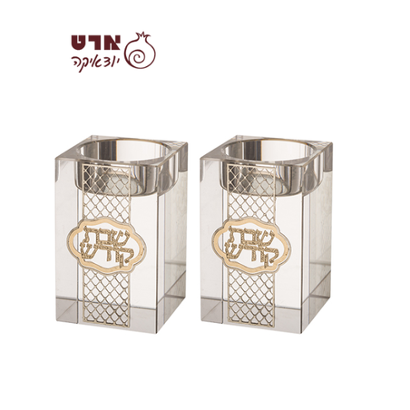 UK40921 זוג פמוטי קריסטל מרובע עם פלקטה 