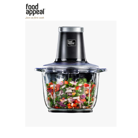 קוצץ ירקות חשמלי עוצמתי במיוחד 500W, מיכל זכוכית 2 ליטר | מבית Food appeal