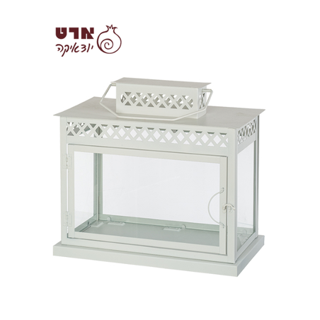 UK42541 בית חנוכייה מהודר מאלומיניום וזכוכית גודל 20 - 20X25X44 ס