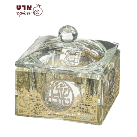 UK81563 כלי מהודר לדבש מקריסטל עם פלקטה 7*7 ס