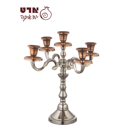 UK49941 פמוטי אלומיניום מהודרים 5 קנים - כסף ורוז גולד 35 ס