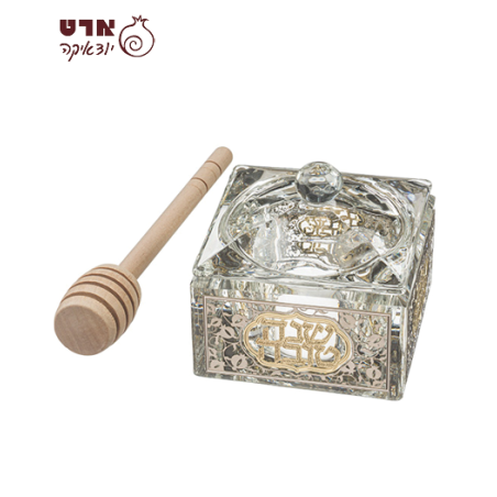 UK41370 כלי מהודר לדבש מקריסטל עם פלקטה 7x7