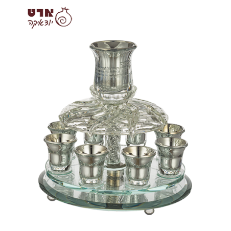 UK42353 מחלק יין מסתובב קריסטל מהודר עם 8 כוסיות 