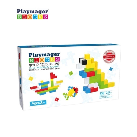 קוביות מגנטיות להרכבה בתלת מימד 100 חלקים - Playmager