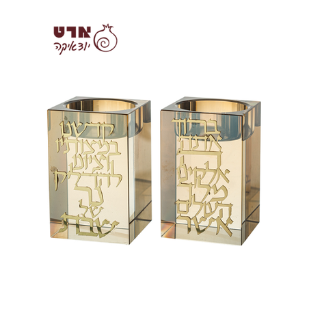 UK81087 זוג פמוטי קריסטל מרובע עם פלקטה 