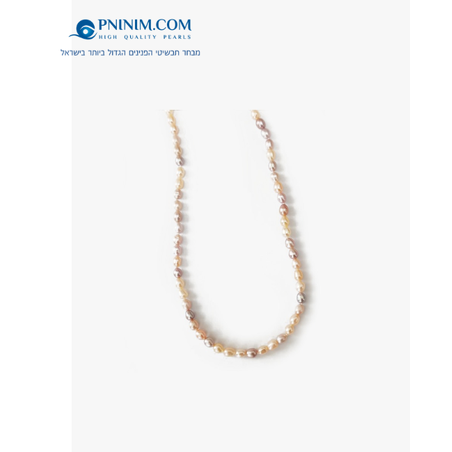 מחרוזת מולטיקולר פניני מים מתוקים אמיתיות בצורת אורז 4 מ