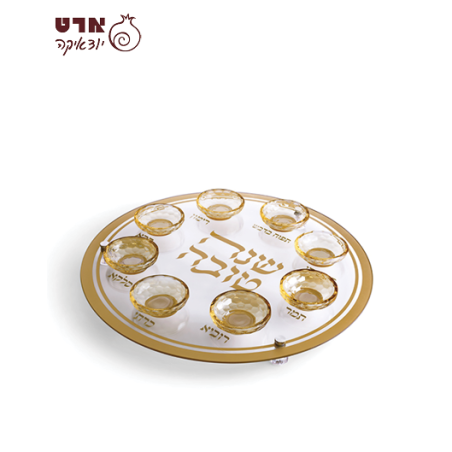 UK81792 צלחת עגולה מהודרת לראש השנה מזכוכית וקריסטל 40 ס