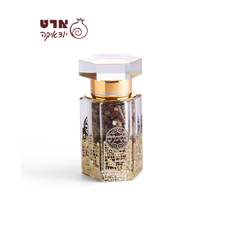 UK81771 כלי לבשמים מקריסטל פלקטה ירושלים עם תערובת פרחים ריחניים