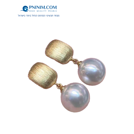 עגיל בגימור מט זהב 18K פנינה 8 ממ עגולה EFZ2101-8