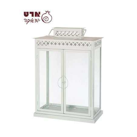 UK42545 בית חנוכייה מהודר מאלומיניום וזכוכית גודל 60 - 60X30X55 ס