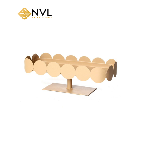 X5971 מגש מתכת מלבן בז' שוליים מקושתים 29/12 גובה 10 ס