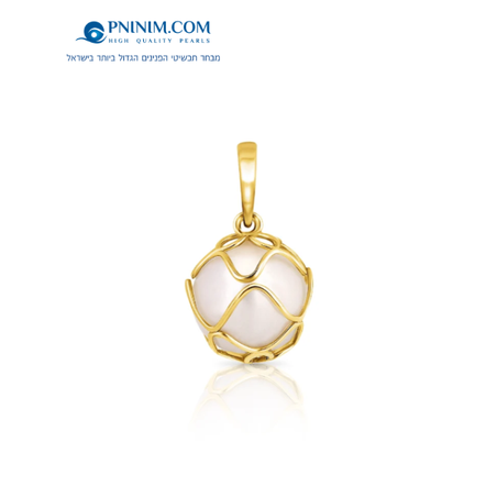 תליון פנינה עטופה בזהב 14K ופנינה 9 ממ PFK532-9