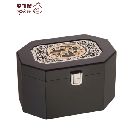 קופסא לאתרוג עץ מהגוני עם פלקטה מוכספת- UK41489