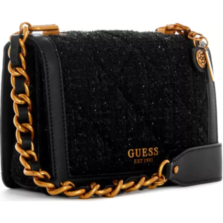 תיק צד במראה סרוג GUESS שחור