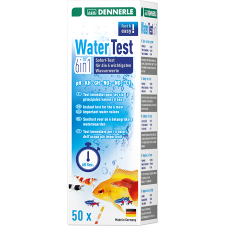 סטיקים בדיקות מים דנרלי 6 ב-1 - 50 יחידות - DENNERLE WaterTest 6in1