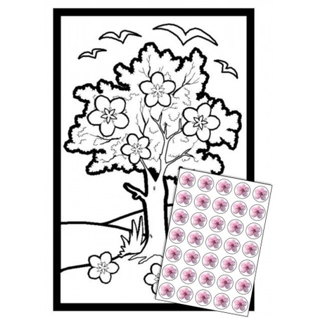 עבודת יצירה שקדיה פורחת +מדבקות GL