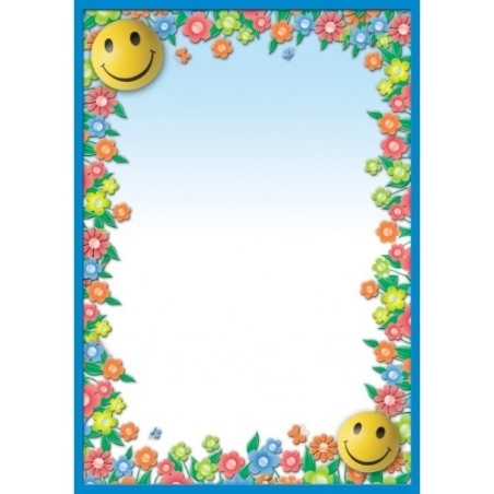 דפים מעוצבים סמיילי מסגרת כחולה
