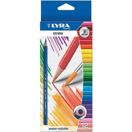 עפרונות אקוורל משולשים 12 עם מכחול SK