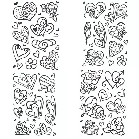 מדבקות חלון לבבות ופרחים SK