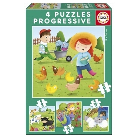 פאזל כיף בחווה- 4 פאזלים בקופסא (6,9,12,16)