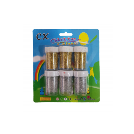 שישיית דבק נצנצים כסף וזהב