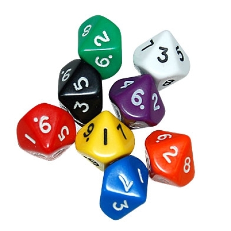 קוביית משחק צבעונית 10 פאות