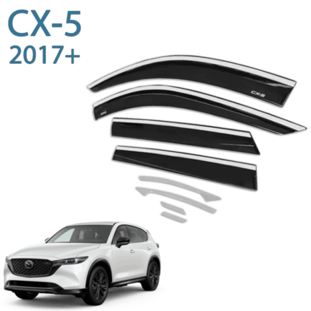 מגני רוח בהדבקה מבית Falcon עבור מאזדה CX-5 שנת 2017+ עם פס ניקל (8 חלקים)