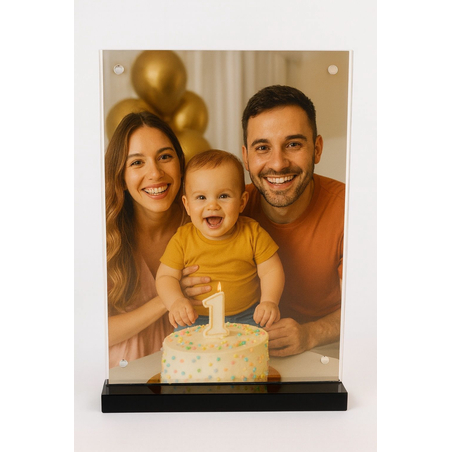 מעמד אקריל עם בסיס שחור בגודל A4