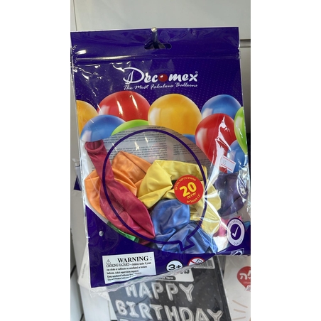 חבילת 20 בלונים צבעוניים