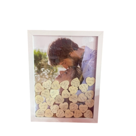 מסגרת לתמונה גודל 30X40 עם לבבות מעץ