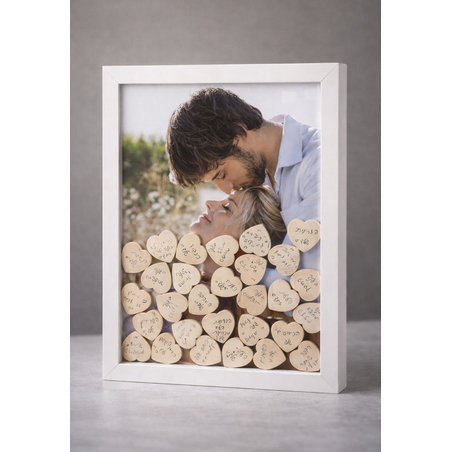 מסגרת לתמונה גודל 30X40 עם לבבות מעץ