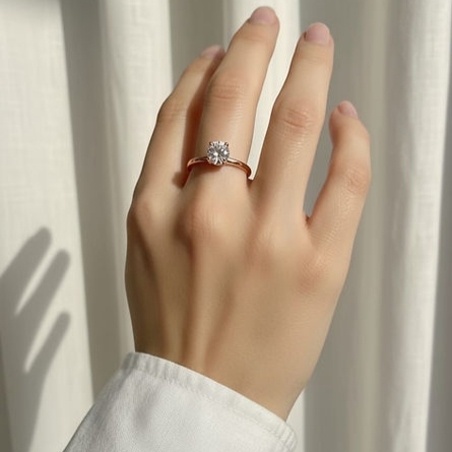 טבעת סוליטר עדינה - רוז גולד