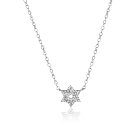 שרשרת מגן דוד עדינה שיבוץ מלא - כסף 925