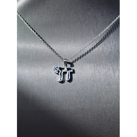 שרשרת חי בשילוב אבן זירקון - כסף 925