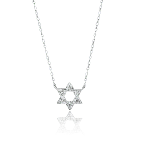 שרשרת מגן דוד גדולה משובצת - כסף 925