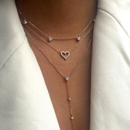 סט שלוש שרשראות LOVE - רוז גולד