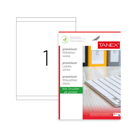 דפי מדבקות לייזר לבנות מחולק 1 TANEX